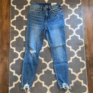 Cosmic Blue Love “Arianna High-Rise” distressed skinny jeans